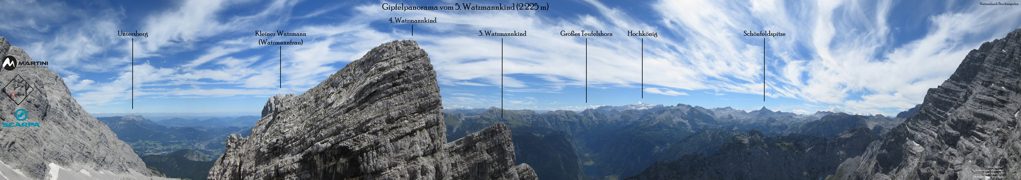 Gipfelpanorama vom 5. Watzmannkind