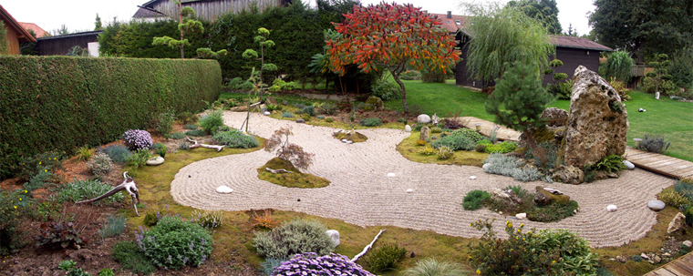 Gartenansicht vom Balkon Ferienwohnung Nr. 3