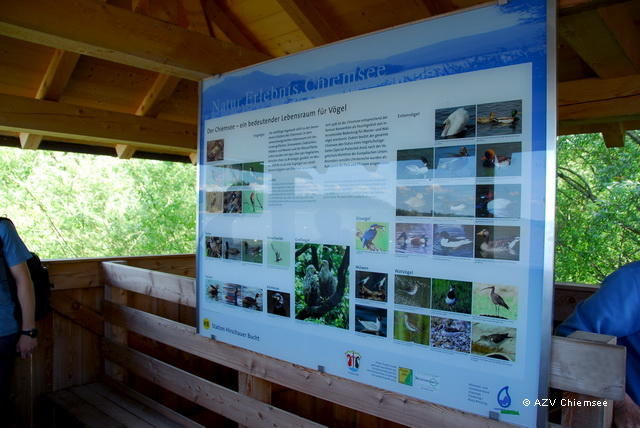Vogeltafel im Beobachtungsturm Hirschauer Bucht.