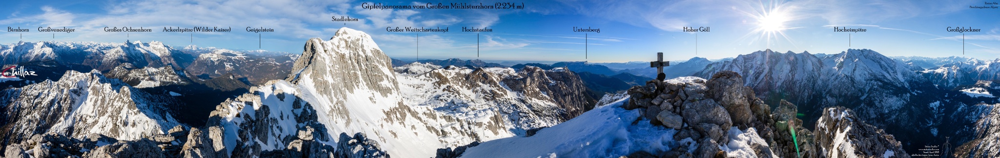 Gipfelpanorama vom Großen Mühlsturzhorn.