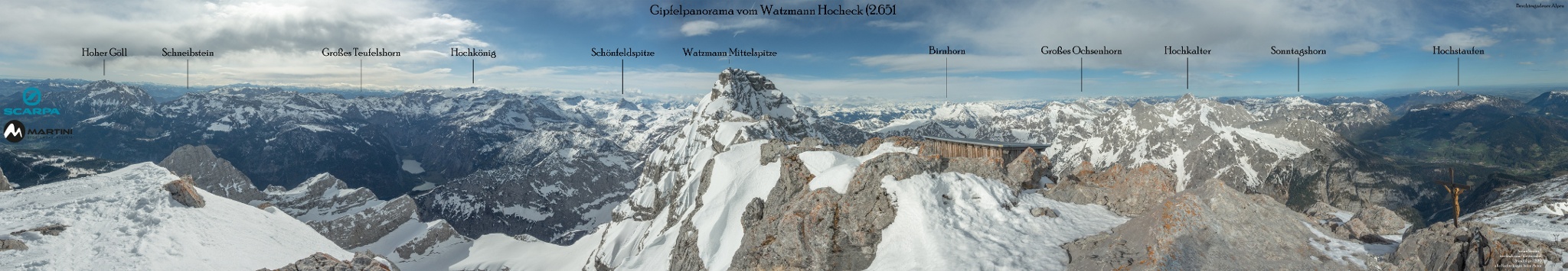Gipfelpanorama vom Watzmann Hocheck