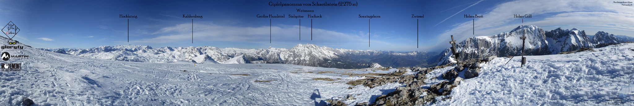 Gipfelpanorama am Schneibstein (2.276 m) im Winter