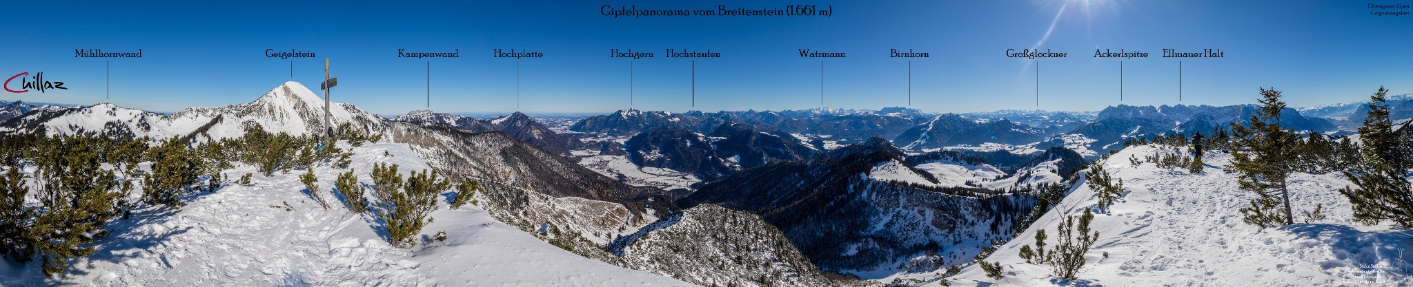Gipfelpanorama vom Breitenstein im Winter.