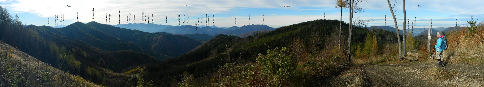 Ausblick vom Abstieg Hirschkogel - beschriftet