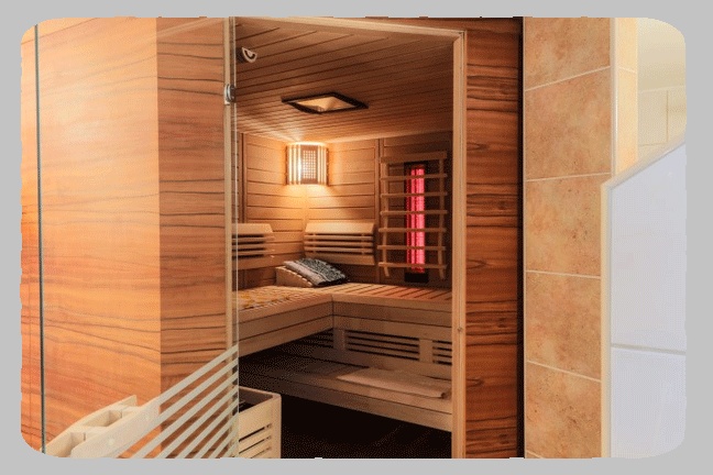 Blick von außen in die Sauna