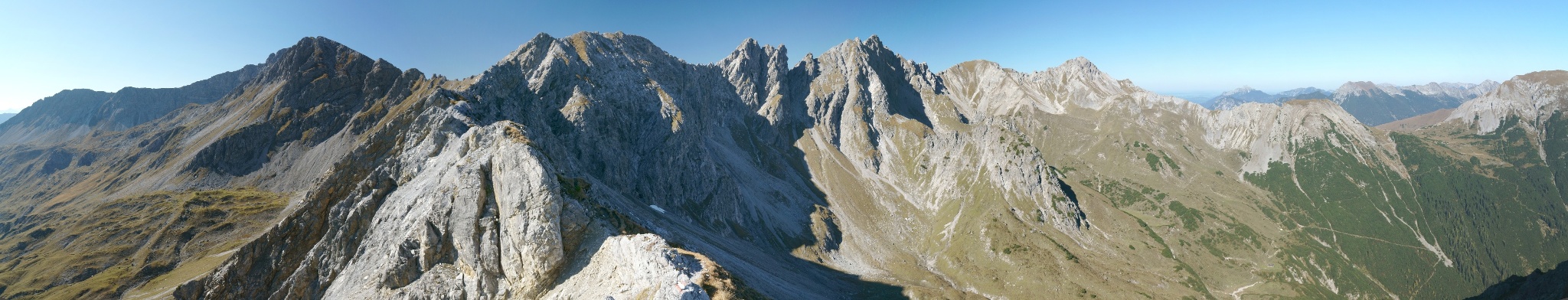 Tagweidkopf, Galtbergspitze, Steinmannl-Spitze, Roter Stein (von links)