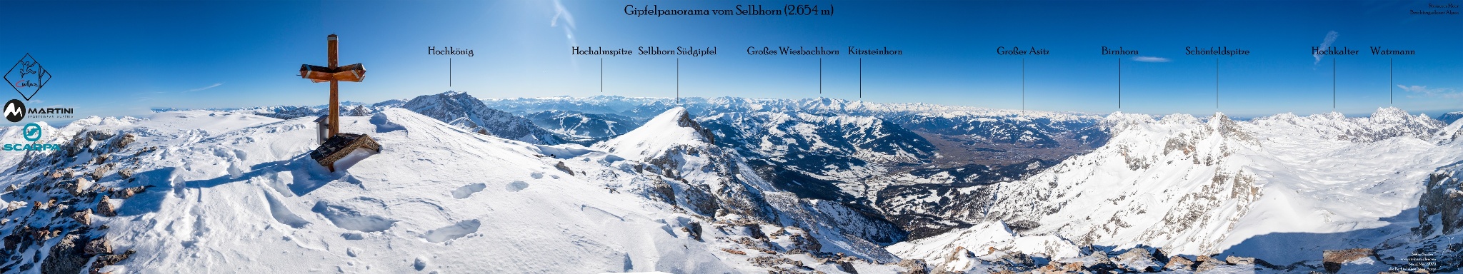 Gipfelpanorama vom Selbhorn im Winter.