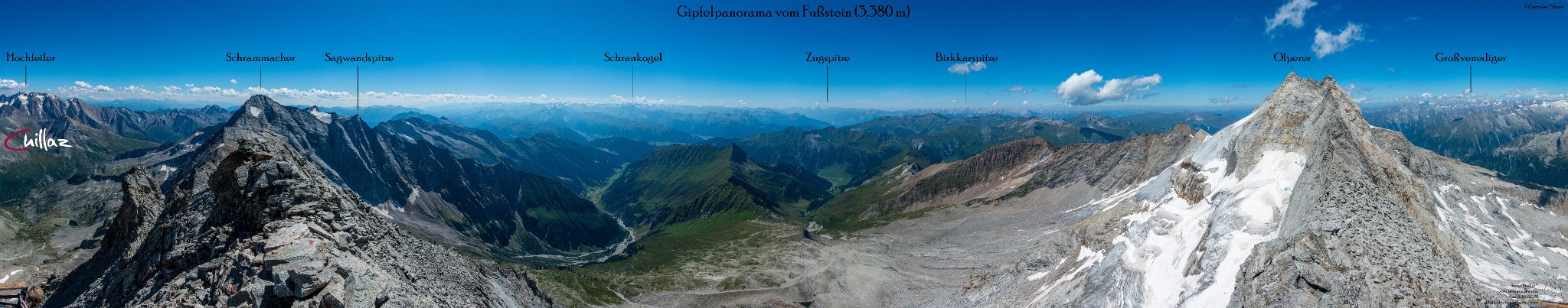 Gipfelpanorama vom Fußstein.