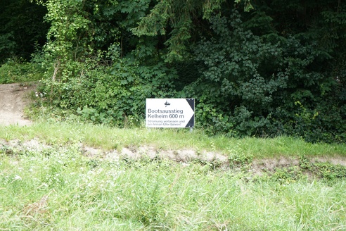 Hinweis Bootsausstieg Kelheim-Fischerdörfl