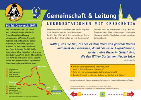 Crescentia-Pilgerweg - Lebensstation mit Crescentia - Tafel 9 von 10 - "Gemeinschaft & Leitung"