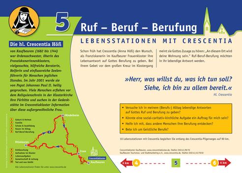 Crescentia-Pilgerweg - Lebensstation mit Crescentia - Tafel 5 von 10 - "Ruf - Beruf - Berufung"
