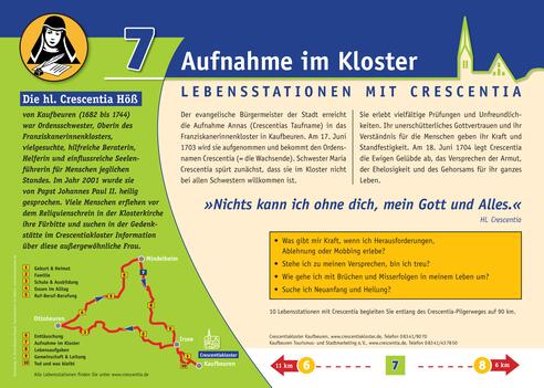 Crescentia-Pilgerweg - Lebensstation mit Crescentia - Tafel 7 von 10 - "Aufnahme im Kloster"