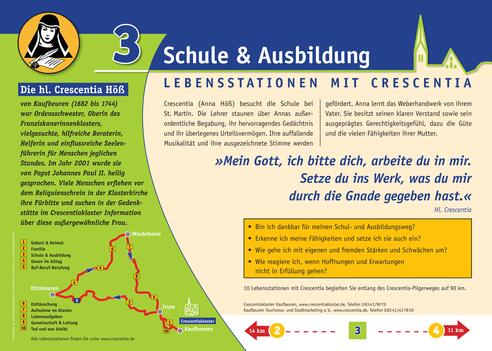 Crescentia-Pilgerweg - Lebensstation mit Crescentia - Tafel 3 von 10 - "Schule & Ausbildung"