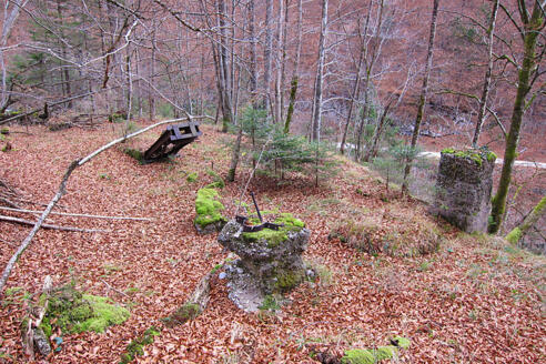 Überreste einer Holzseilbahn