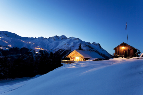 Stallwies Alm Winter Abend