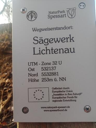 Standortschild Wegweiser Sägewerk