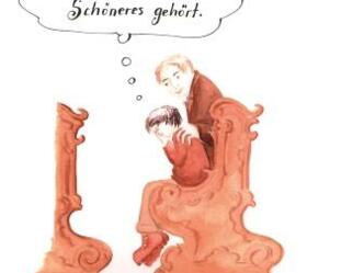 Franz Michael Felder als Kind in der Kirche - Illustration Monika Hehle