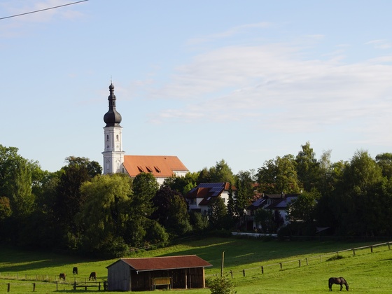Aukirchen Pferdekoppel und Kirche