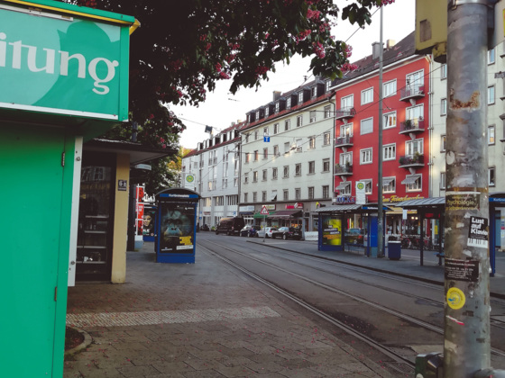Trambahnlinien am Kurfürstenplatz in Schwabing
