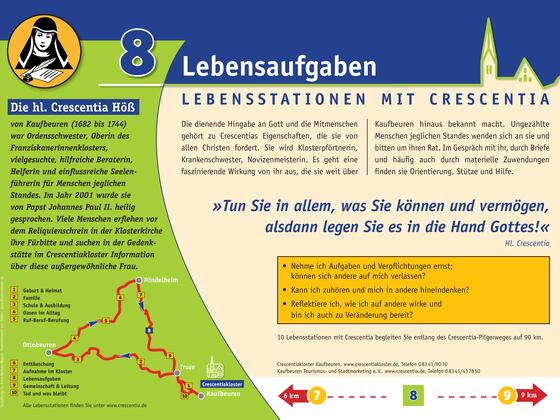 Crescentia-Pilgerweg - Lebensstation mit Crescentia - Tafel 8 von 10 - &quot;Lebensaufgaben&quot;