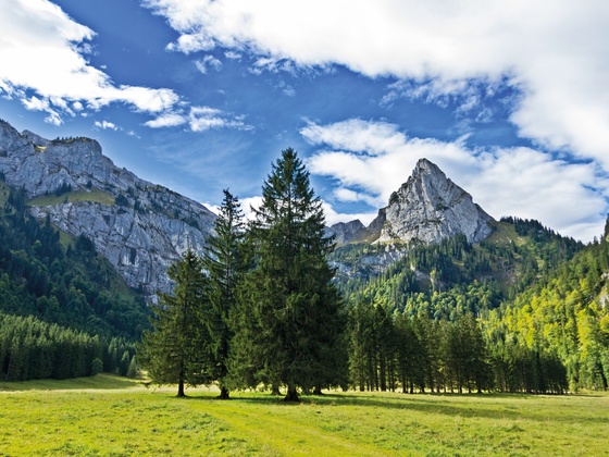 Der Geiselstein dominiert das Panorama am Wankerfleck.