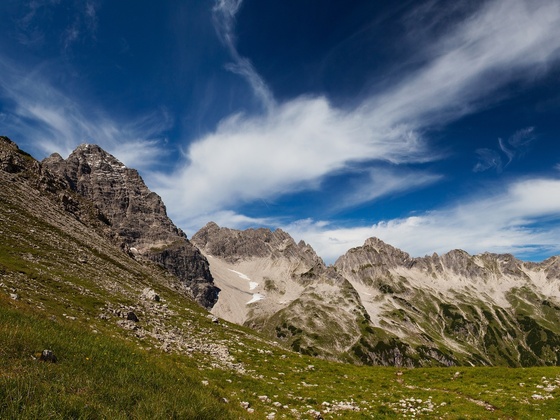 Blick auf den Hochvogel vom Fauchsensattel aus