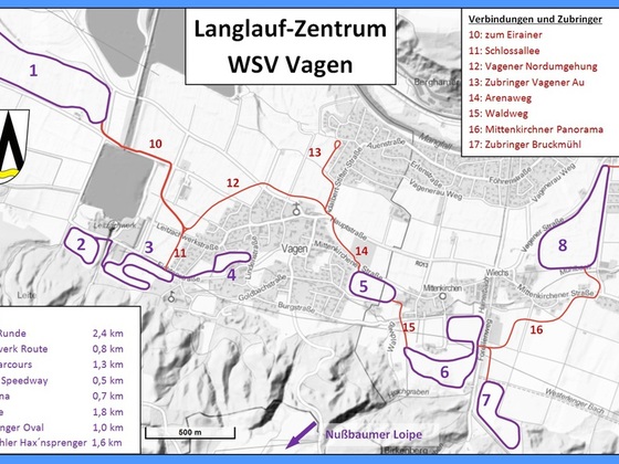 Übersicht der Loipen in Vagen