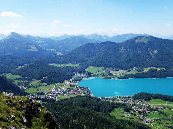 Blick auf den Fuschlsee vom Gipfel des Frauenkopf