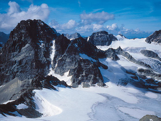 Ochsentaler Gletscher mit Blick auf Piz Buin