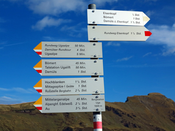 Wegweiser Bergstation Uga.