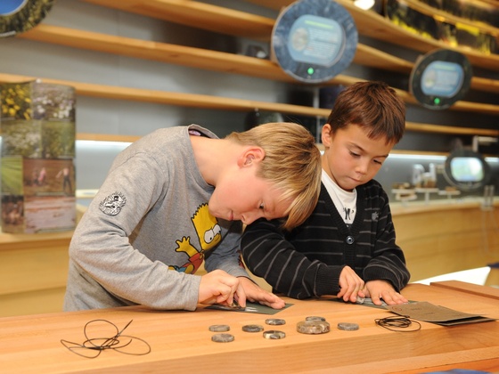 Steine schleifen in der Ausstellung