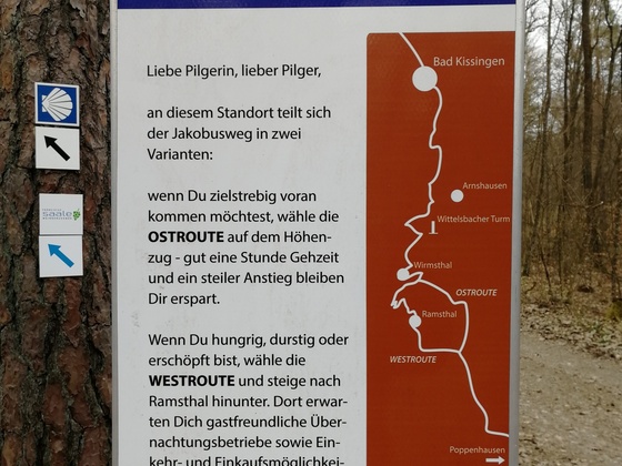 Hinweistafel zum "Abzweig Ramsthal"