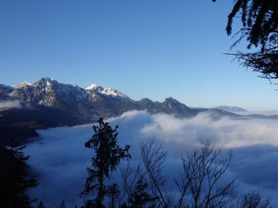 Blick auf Herzogstand im Aufstieg
