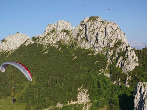 Gleitschirme über dem Kampenwand