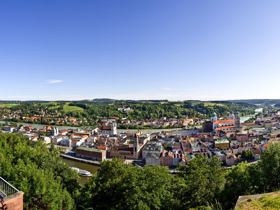 Passau: Panoramablick von der Veste Oberhaus