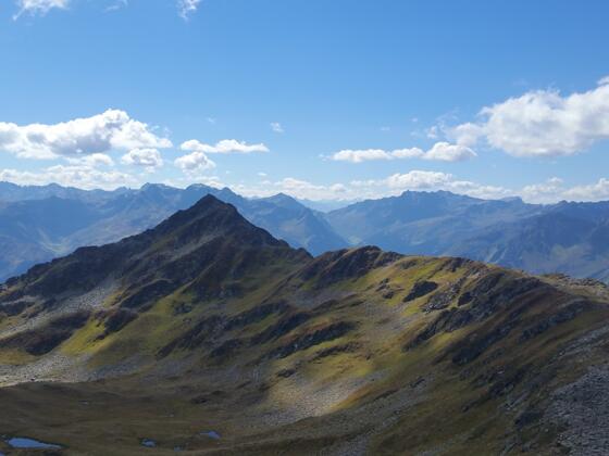 Zamangspitze mit Blick von der Hochalpila Bahn Bergstation