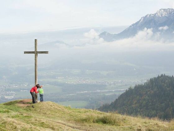 Gipfelkreuz Gletscherblick am Hocheck