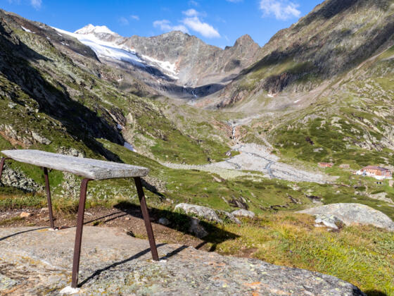 Aussichtsbank Übergschritt mit Blick in die Sulzenau