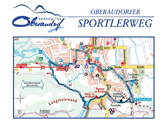 Wegverlauf mit Standorte Sportler Oberaudorfer Sportlerweg