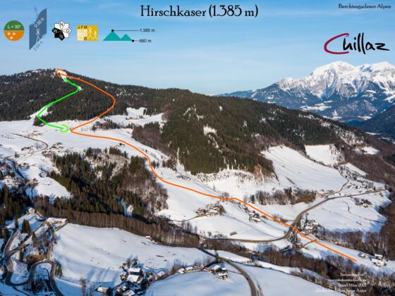 Skitour zum Hirschkaser - Übersichtsbild - Topo