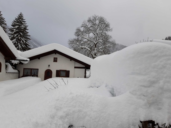 Ferienhaus Heidtmann im Januar 2019 mit 1,20 m Schnee