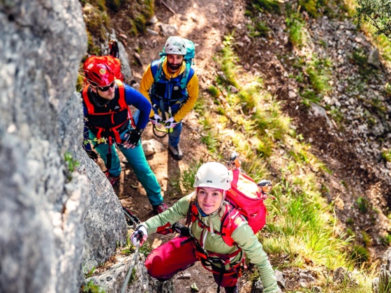 Einstieg am Absamer Klettersteig
