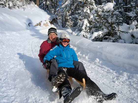 Schlittenfahren im Bergsteigerdorf Ramsau