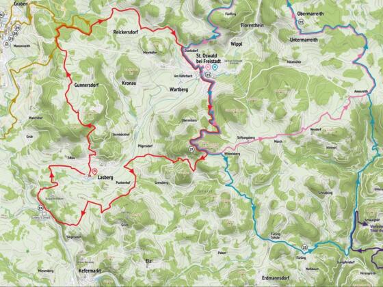 Kartenausschnitt Verbindung M10 zur Tour de Alm