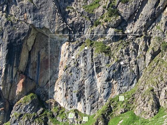 Topo "Eiertanz" und "Red Chili" - Guggerköpfle Ostwand