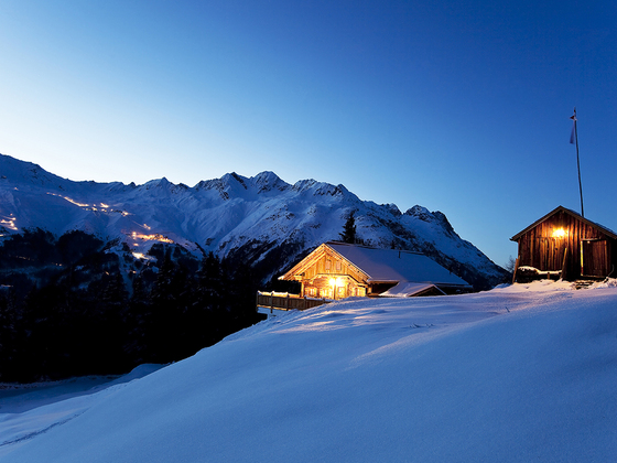 Stallwies Alm Winter Abend