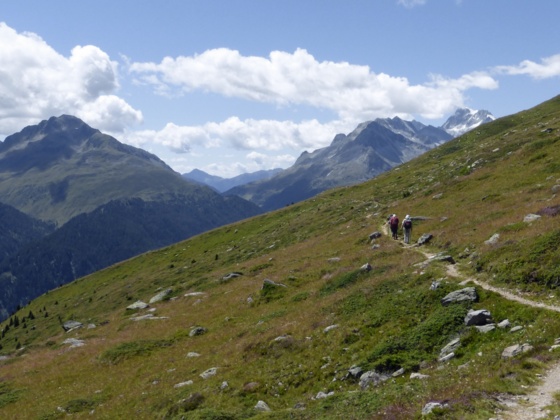 Auf dem Höhenweg; li. das Deferegger Pfannhorn, re. der Hochgall