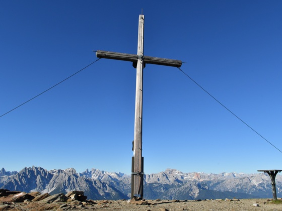 Blick vom Toblacher Pfannhorn auf die Dolomiten.