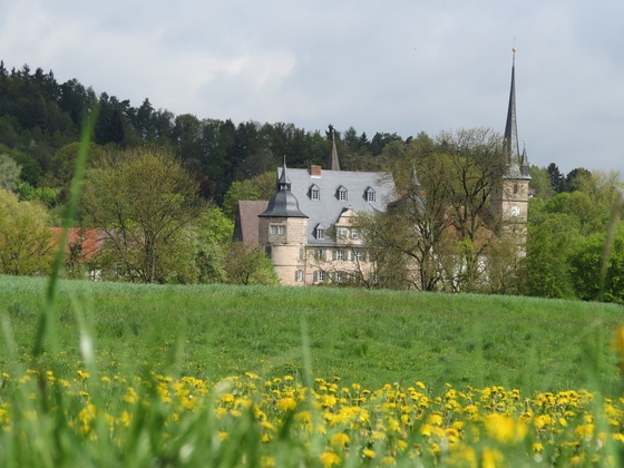 Blick auf Schloss Ahorn und die Schlosskirche