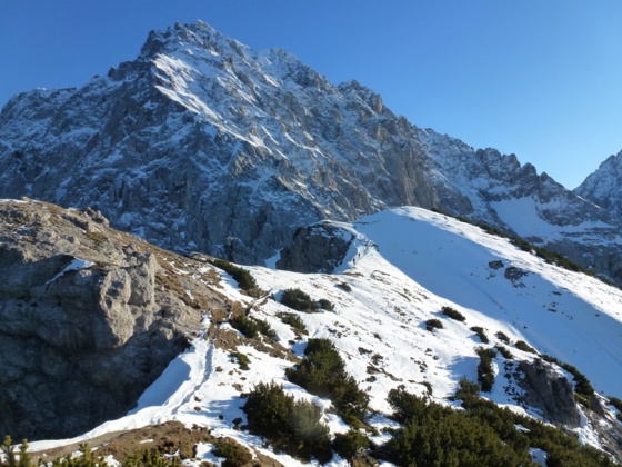 Der Gipfelaufbau des Wörner ist besonders mit Schnee ein Blickfang.